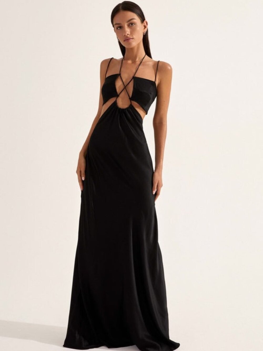 Cin Cin NWT Storm Cut Out Maxi Dress in Black size Small